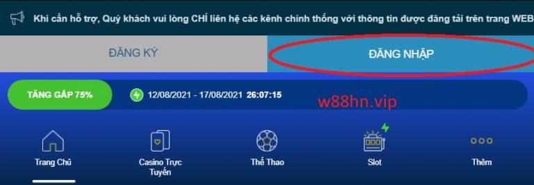 Hướng dẫn đăng nhập W88